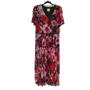 NWT Women's Petite Floral Maxi Dress V-Neck Short Sleeve size 14P